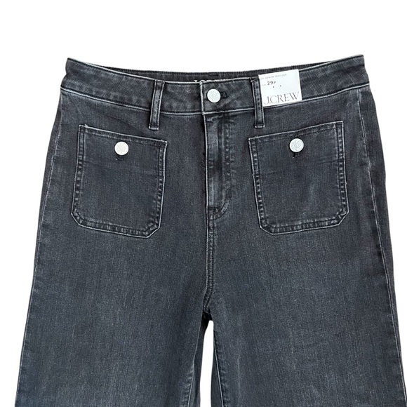 J. CREW '96 Denim Trouser Wide Leg Sailor Jeans Black High Waist Size 29P Petite - Picture 5 of 15